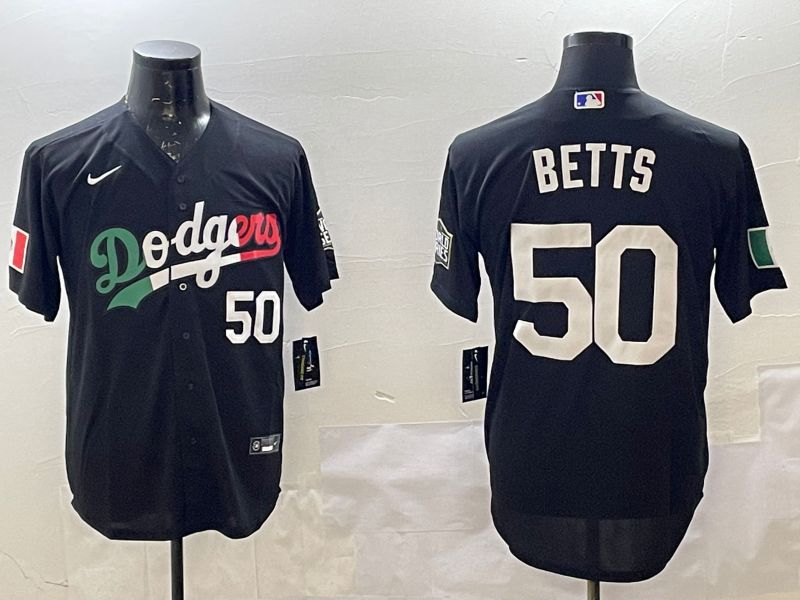 Men Los Angeles Dodgers #50 Betts Black Game 2025 Nike MLB Jersey style 226